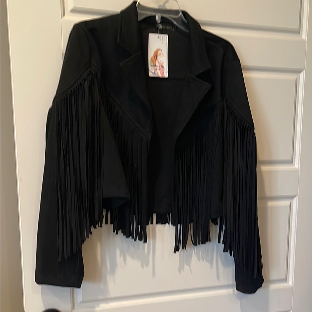 Ladies, suede like fringe jacket